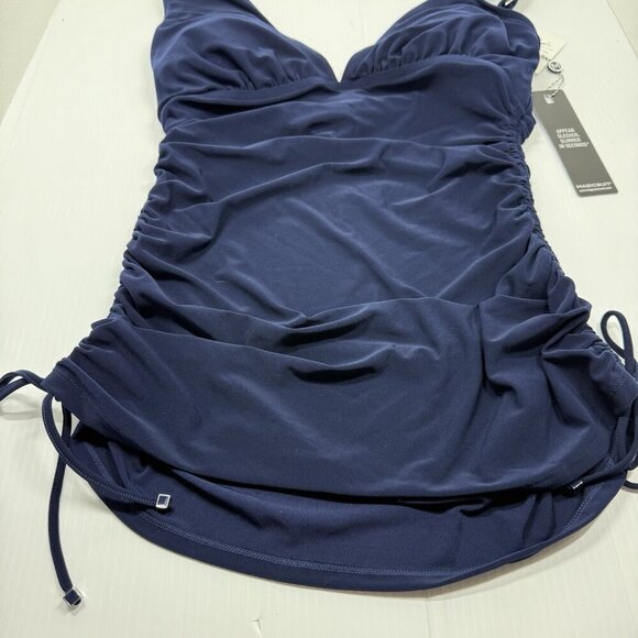 Magicsuit Navy Blue Ruched Tankini Swim Top Slimming Size 10 Pool Vacation Beach - Picture 6 of 12